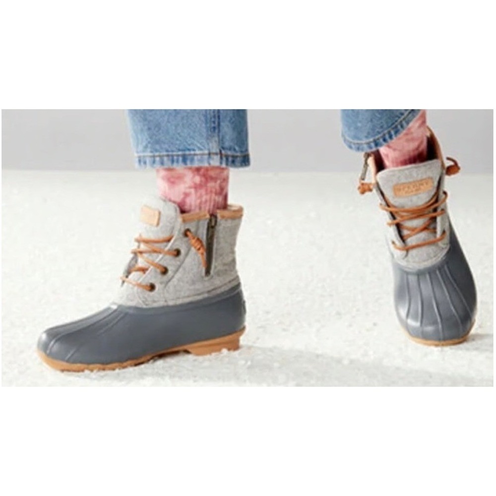 Sperry Top Sider Saltwater Duck Boot Waterproof Wool Gray Tan‎ 3M Thinsulate 10